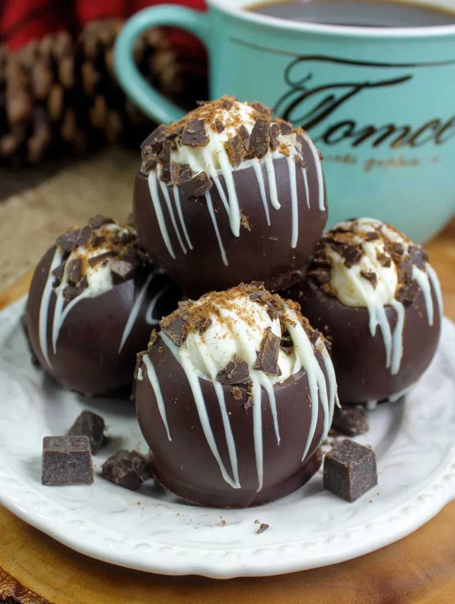 A plate of chocolate balls with white icing.