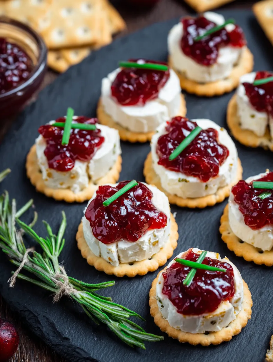 A plate of no bake cranberry brie bites.