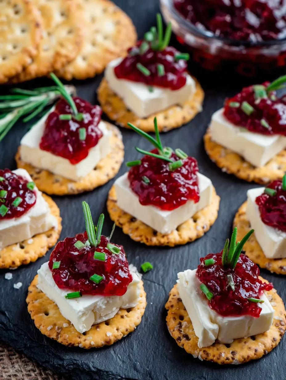 A plate of No Bake Cranberry Brie Bites.
