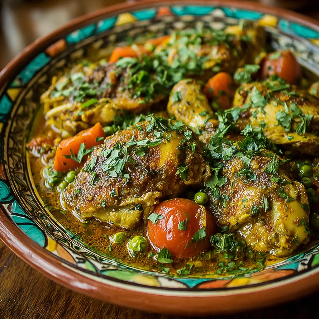 A plate of Moroccan chicken tagine.