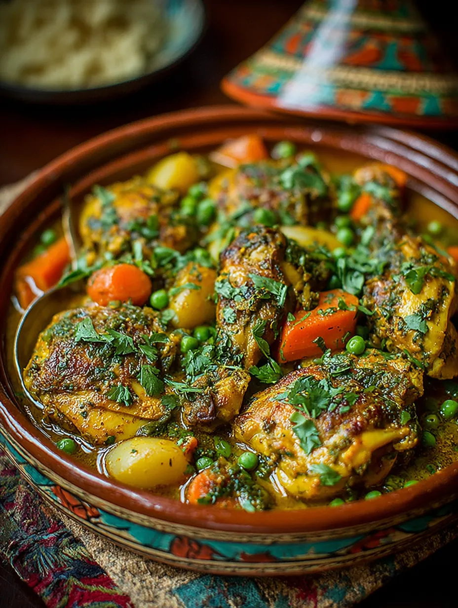 A bowl of Moroccan chicken tagine.