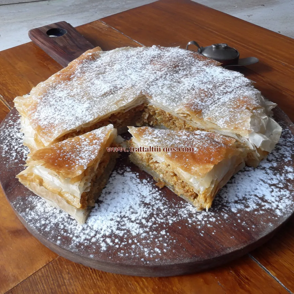 A slice of Moroccan chicken pastilla.