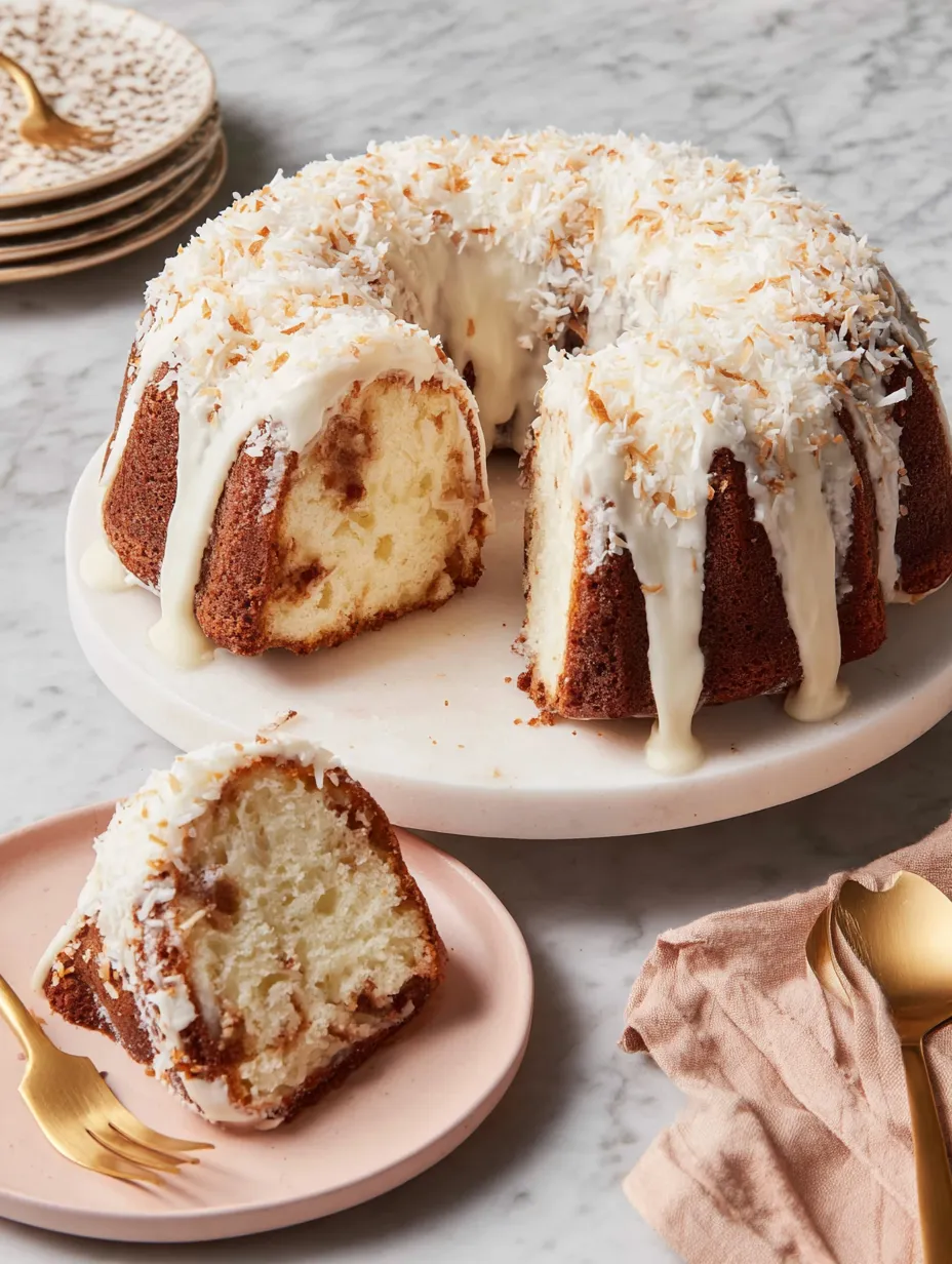 A cake with white frosting and coconut on top.