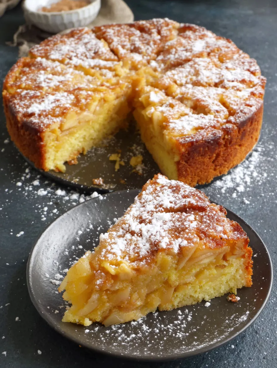 A slice of French apple cake.