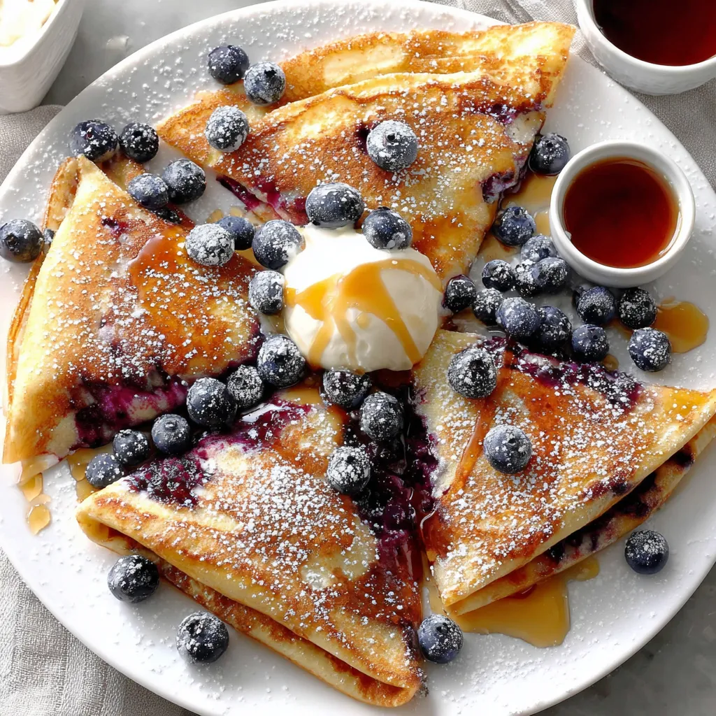 A plate of baked blueberry pancakes with a dollop of whipped cream on top.