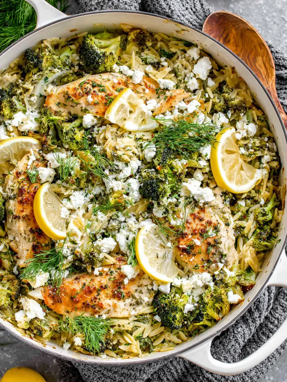 A dish of chicken and broccoli with a lemon wedge on top.