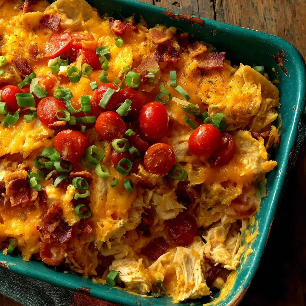 A dish of Texan Ranch Chicken Casserole.
