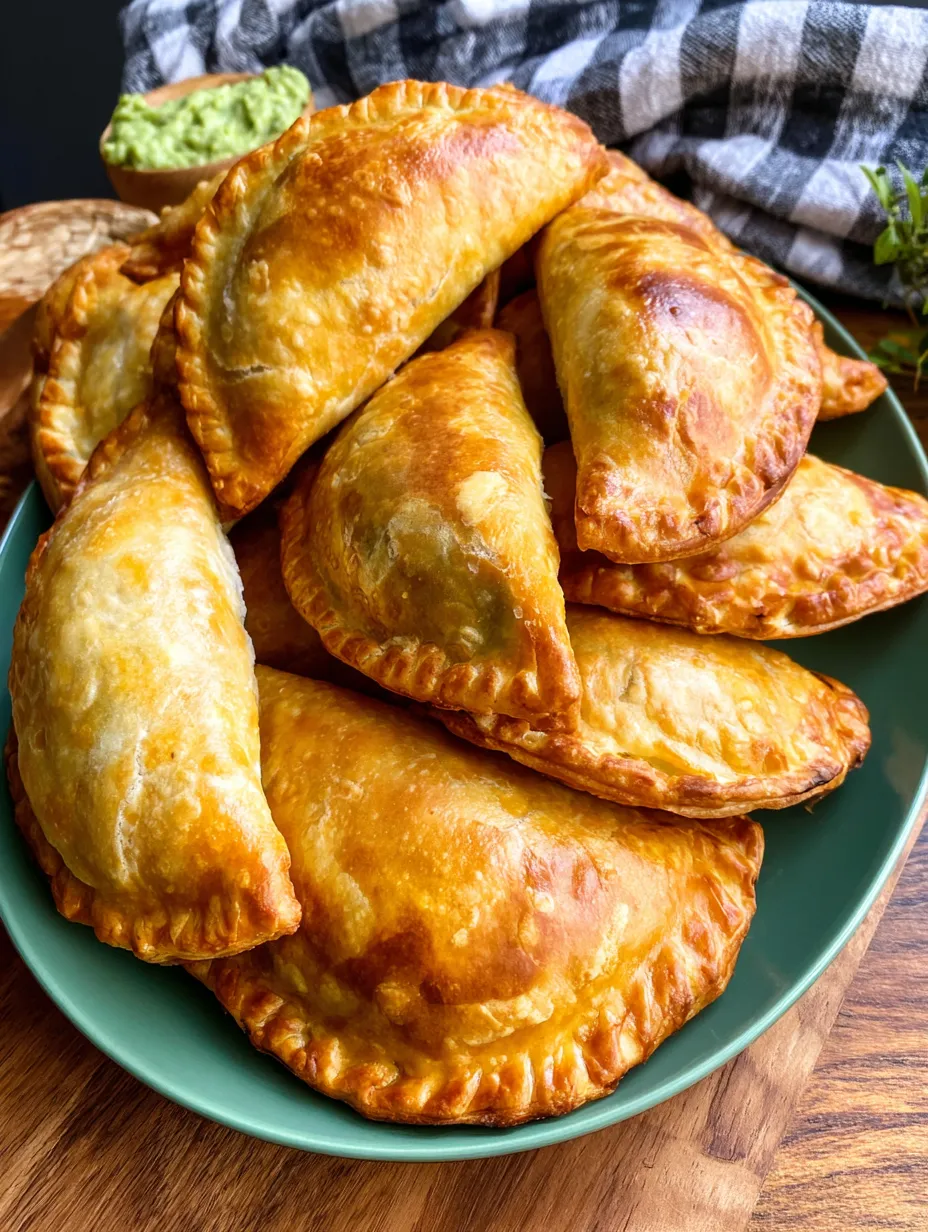 A plate of empanadas with a green table underneath.
