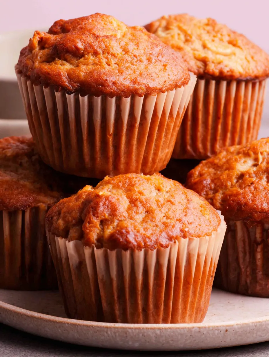 A stack of peanut butter-banana protein muffins.