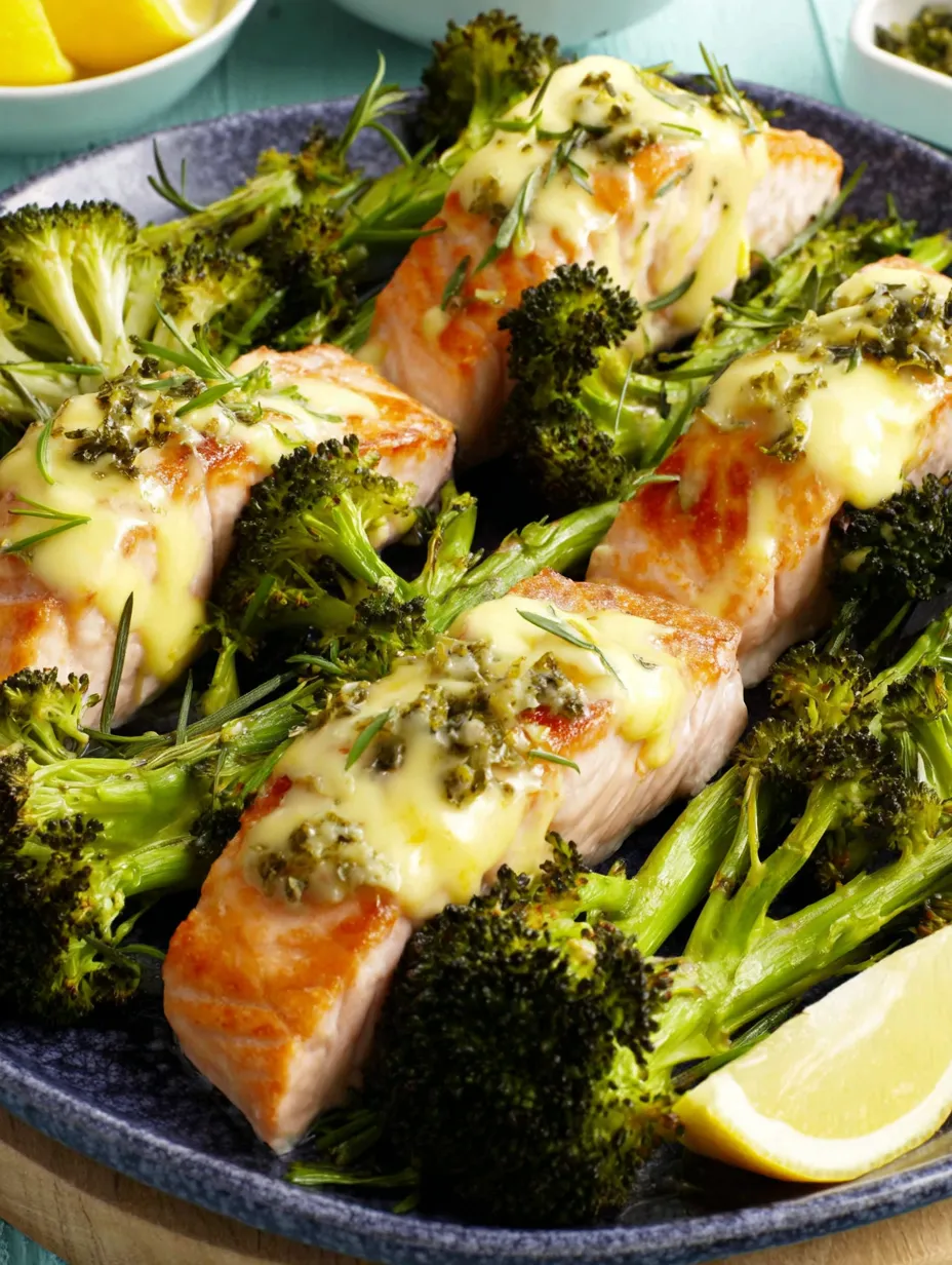 A plate of broiled salmon and broccoli.