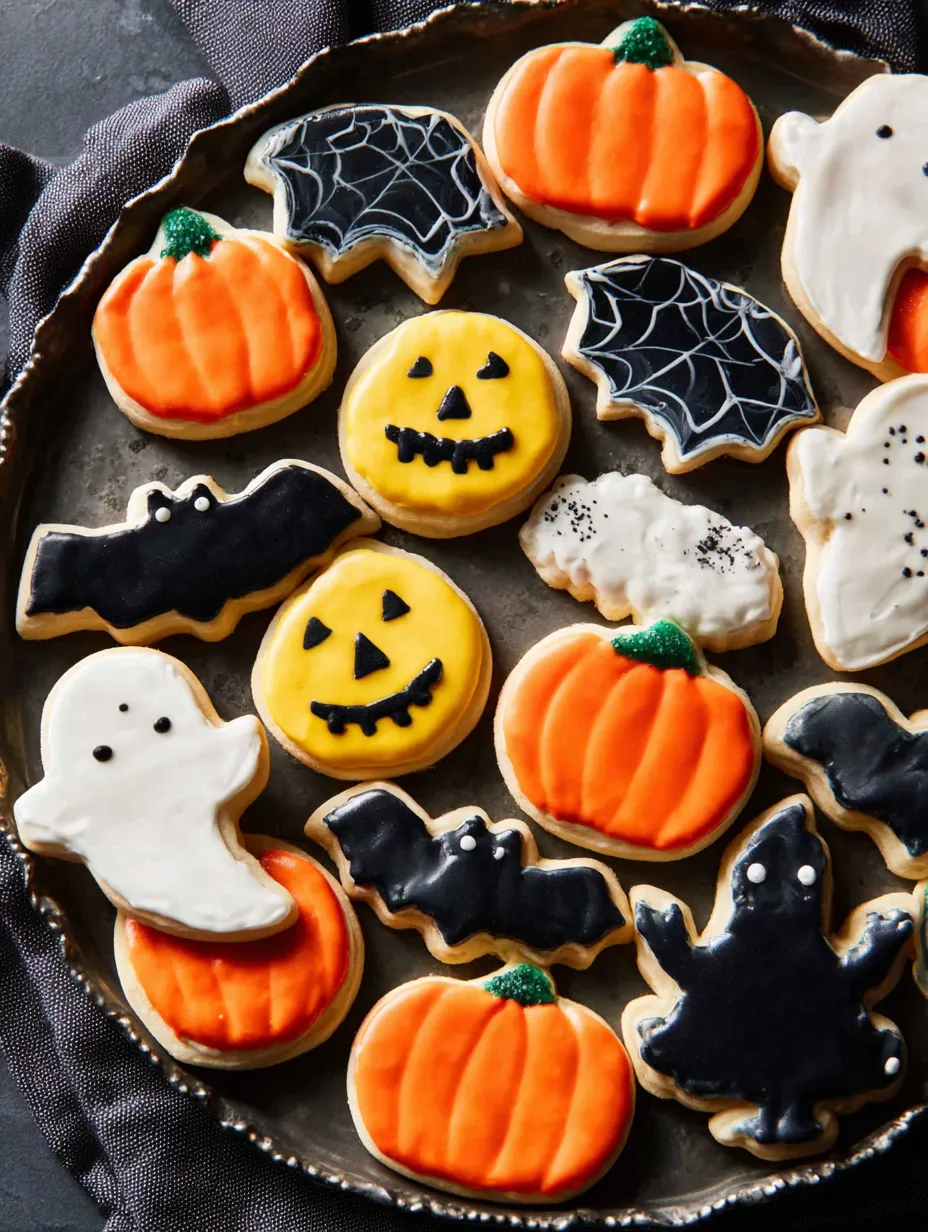 A plate of Halloween sugar cookies.