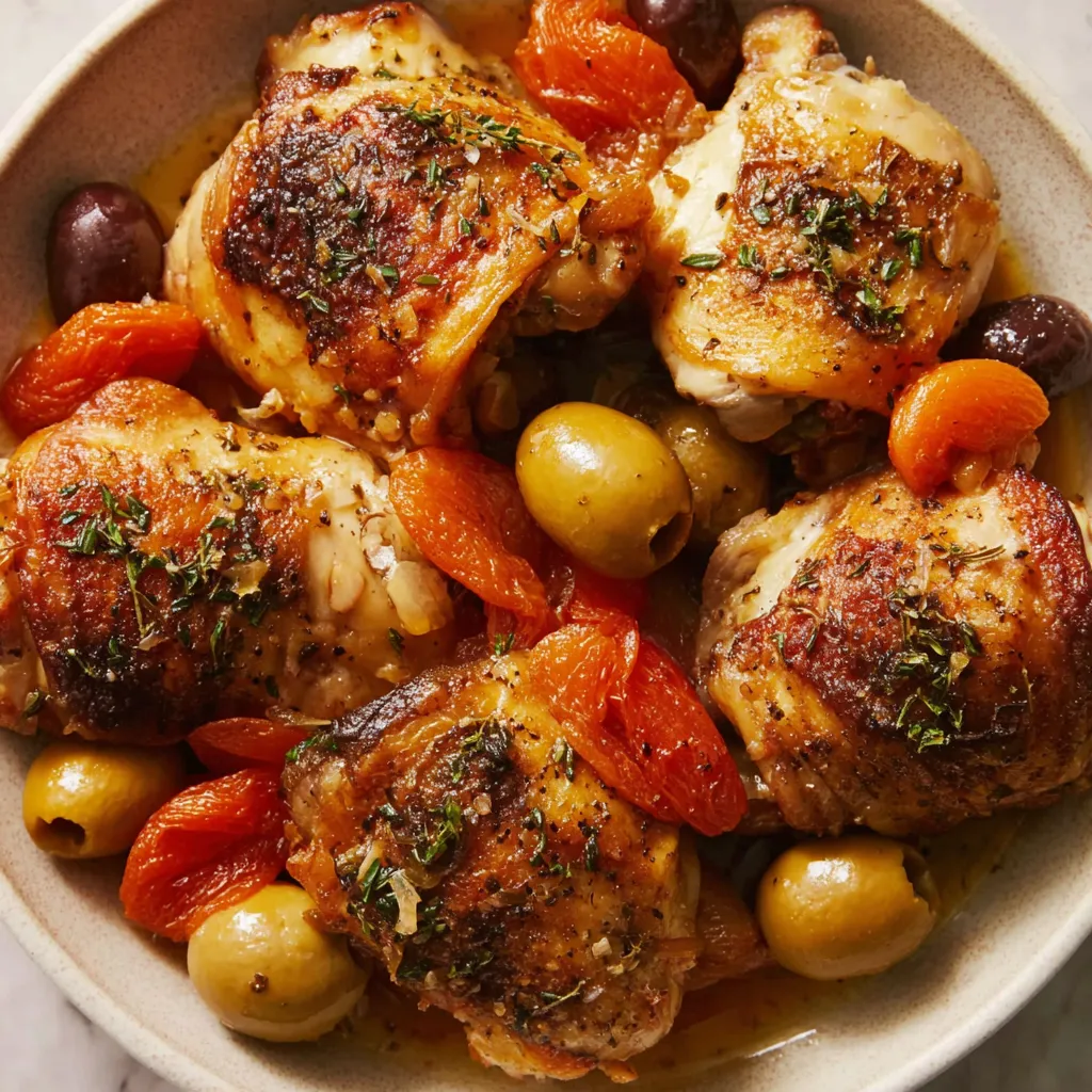 Chicken Marbella with olives and tomatoes.