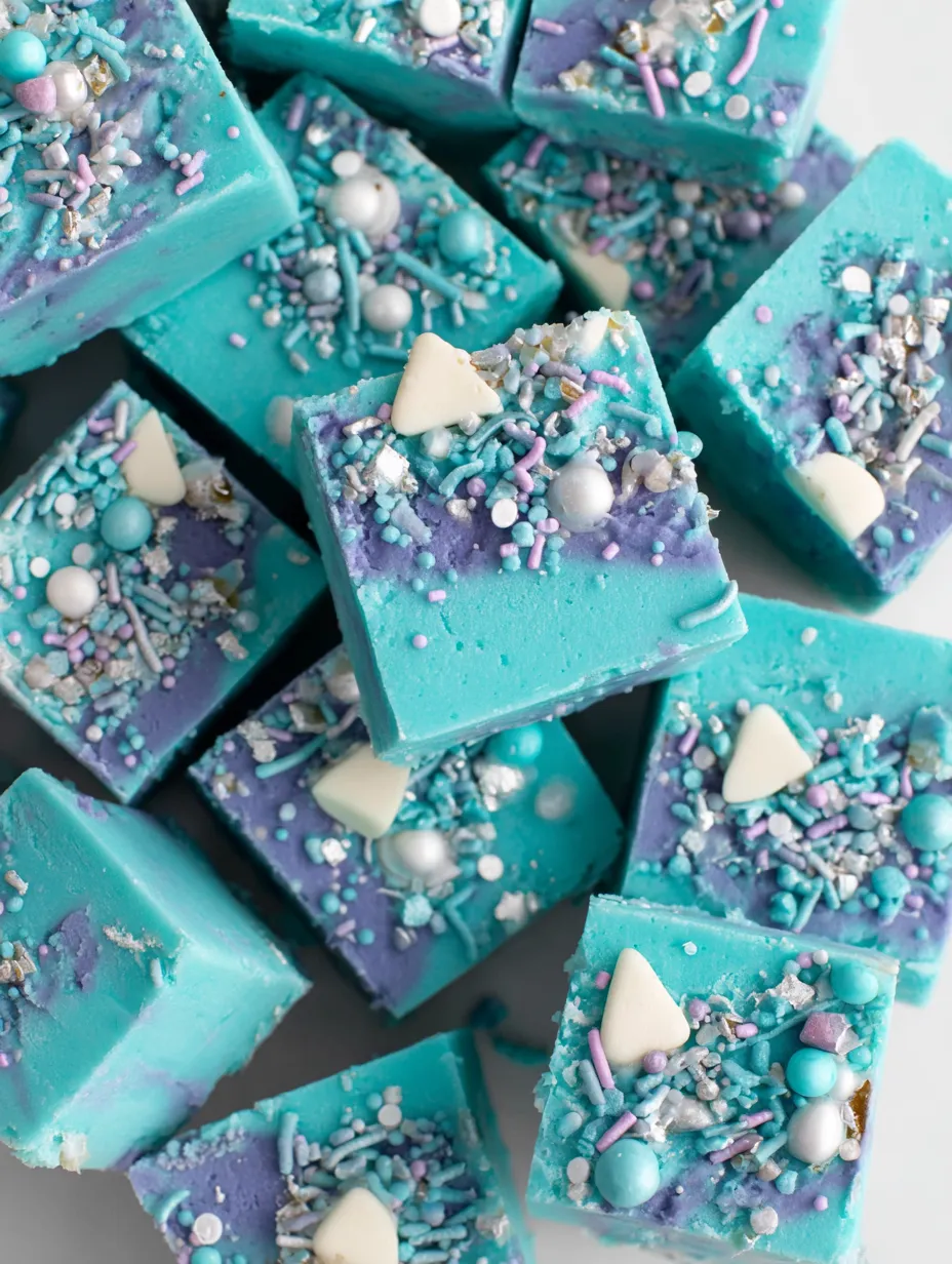 A close up of blue frozen fudge.
