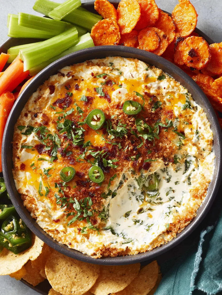 A bowl of jalapeno popper dip with a spoon.