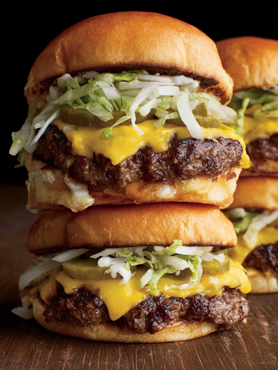 A stack of thin burgers.