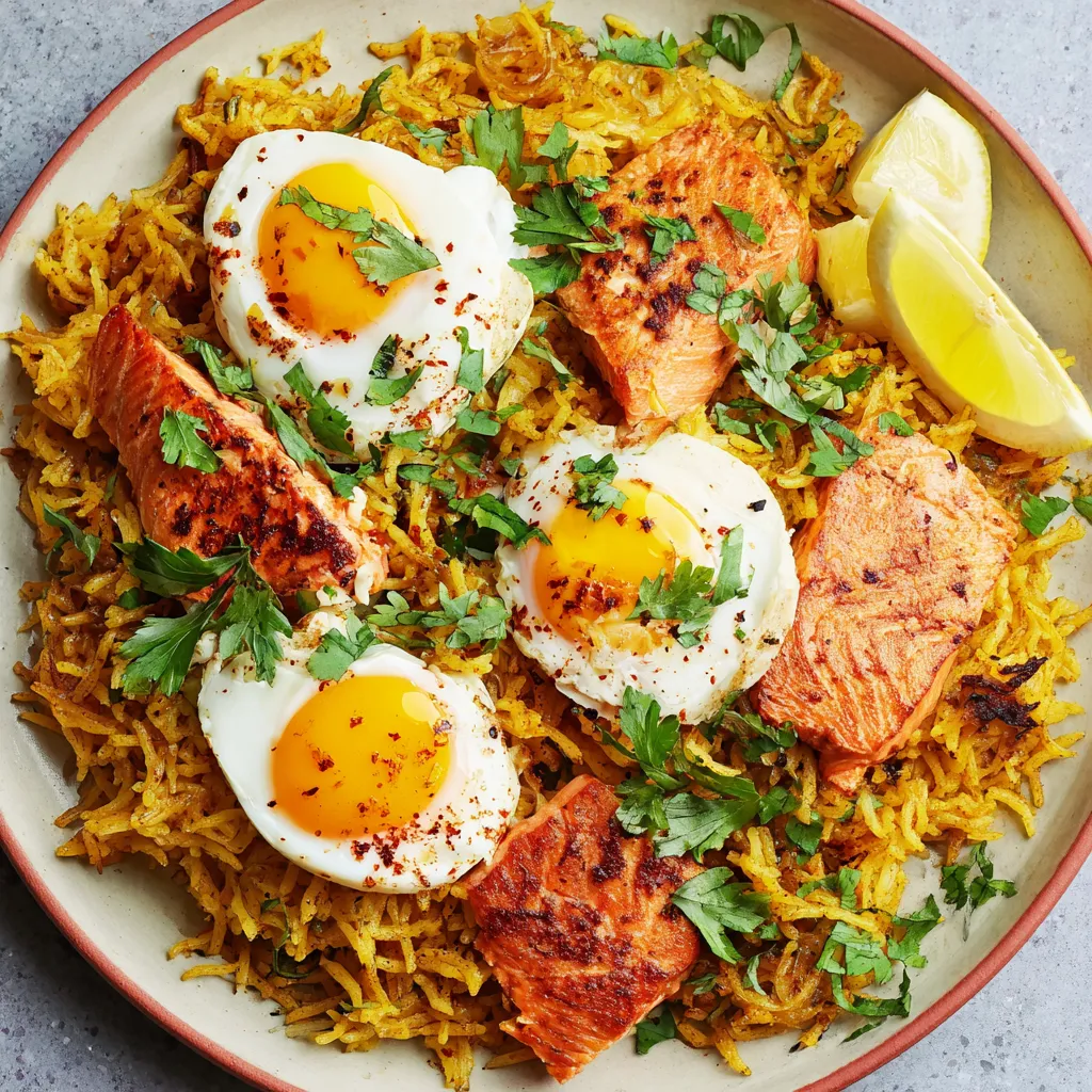 A plate of food with a fried egg on top.