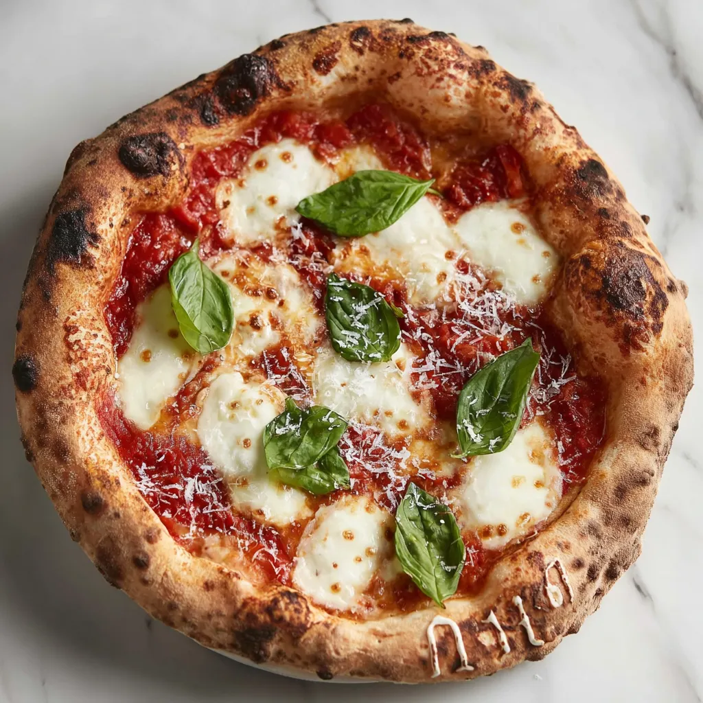A pizza with cheese and basil on top.
